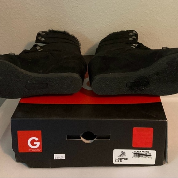 Black Guess Royce wedge heel booties. - Picture 3 of 6